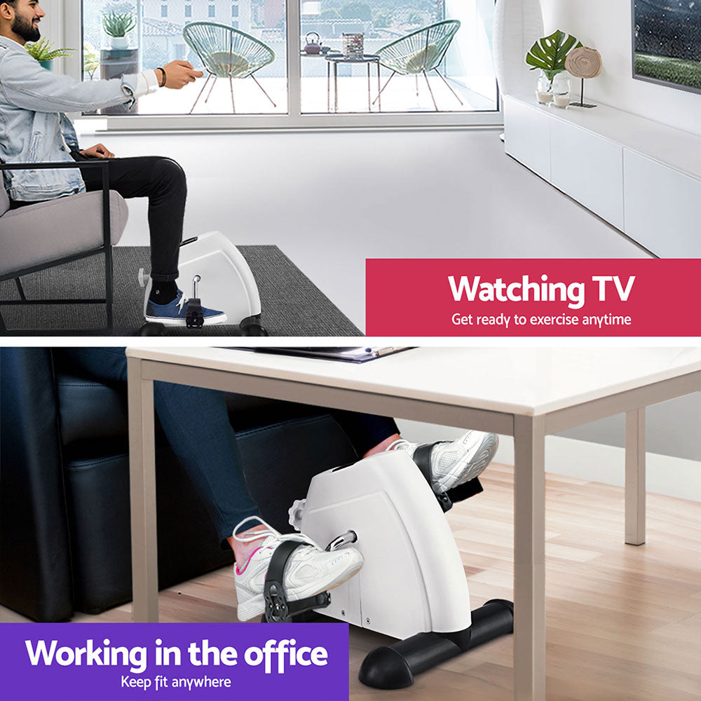 Everfit Pedal Exerciser Mini Exercise Bike Cross Trainer Under Desk Bike White FIT-PEDAL-ELEC-C-012-WH