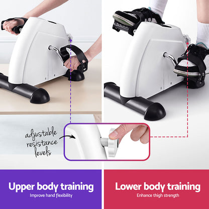 Everfit Pedal Exerciser Mini Exercise Bike Cross Trainer Under Desk Bike White FIT-PEDAL-ELEC-C-012-WH