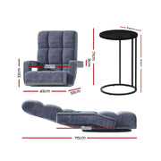 Artiss Floor Sofa Chair & Coffee Table Set, Swivel Lounge Recliner Side Tables FLOOR-0163-G-IND