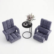 Artiss Floor Sofa Chair & Coffee Table Set, Swivel Lounge Recliner Side Tables FLOOR-0163-G-IND