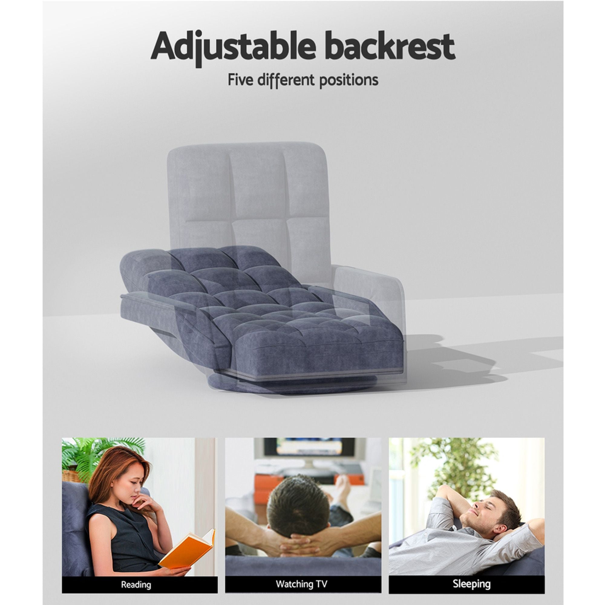 Artiss Floor Sofa Chair & Coffee Table Set, Swivel Lounge Recliner Side Tables FLOOR-0163-G-IND