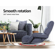 Artiss Floor Sofa Chair & Coffee Table Set, Swivel Lounge Recliner Side Tables FLOOR-0163-G-IND