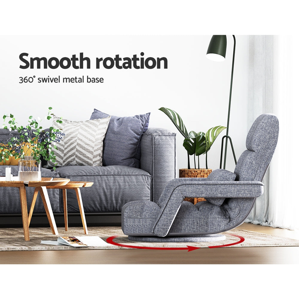 Artiss Floor Chair Lounge Sofa Swivel Grey FLOOR-0163-GY