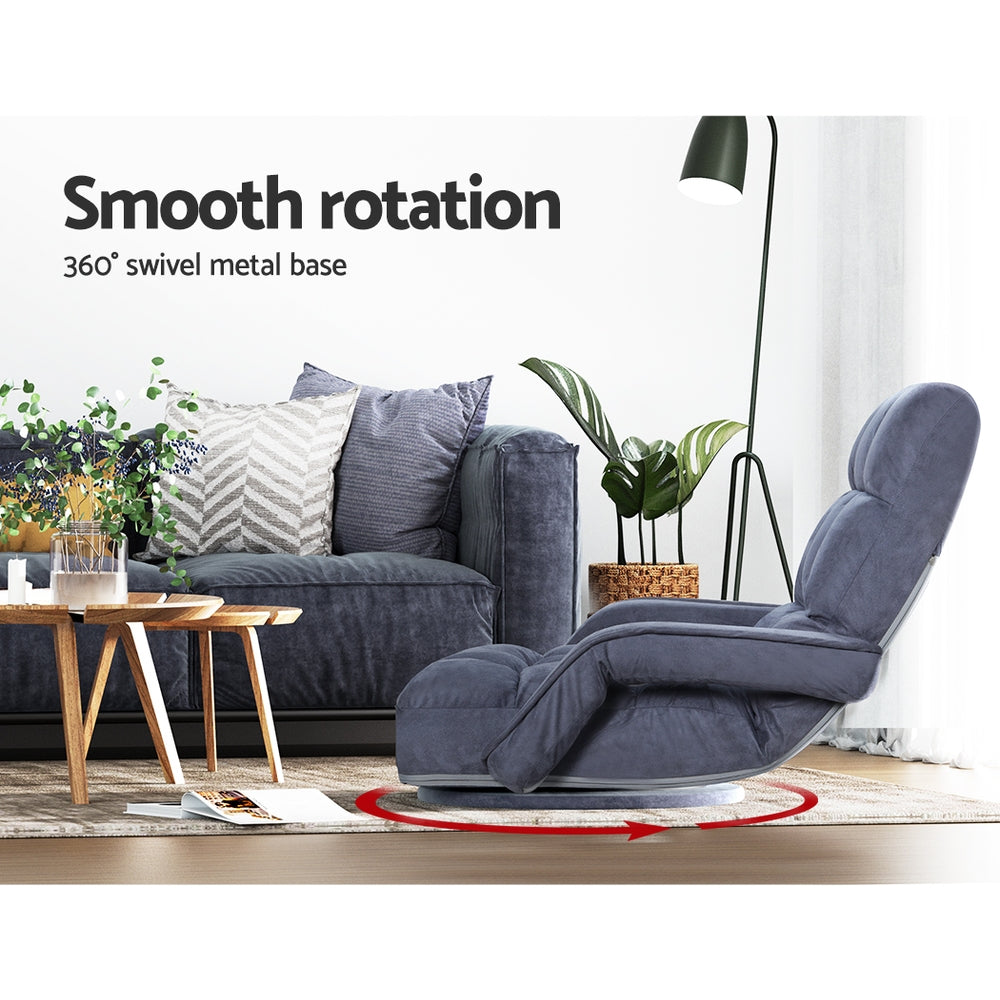 Artiss Floor Chair Lounge Sofa Swivel Charcoal FLOOR-0163-VEL-CH