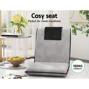 Artiss 2X Floor Lounge Sofa Bed Floor Cushion Velvet Grey FLOOR-0166D-GYX2