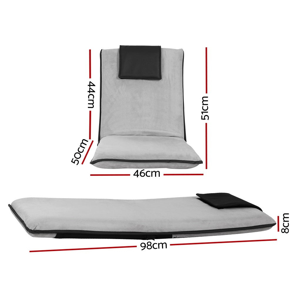 Artiss 4X Floor Lounge Sofa Bed Floor Cushion Velvet Grey FLOOR-0166D-GYX4