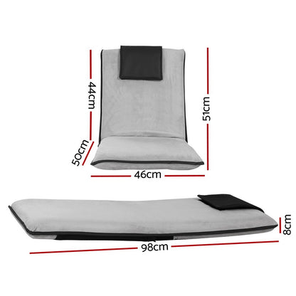 Artiss 4X Floor Lounge Sofa Bed Floor Cushion Velvet Grey FLOOR-0166D-GYX4