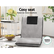 Artiss 4X Floor Lounge Sofa Bed Floor Cushion Velvet Grey FLOOR-0166D-GYX4
