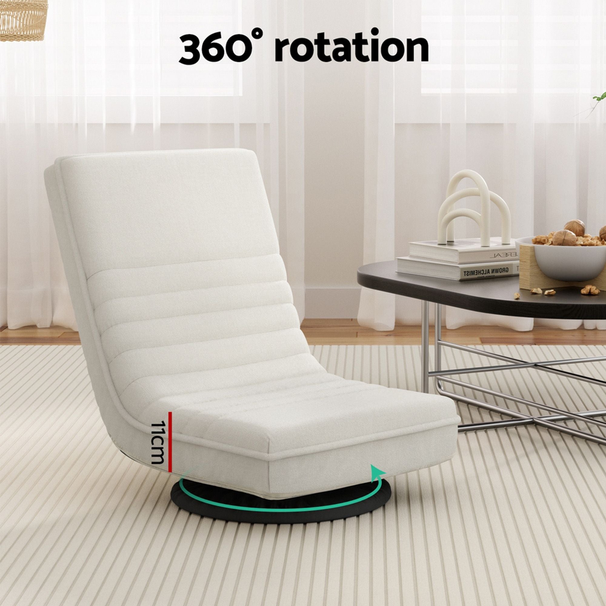 Artiss Floor Lounge & Round Coffee Table Side End Table with Charging Station Set FLOOR-03LIN-V-COF03