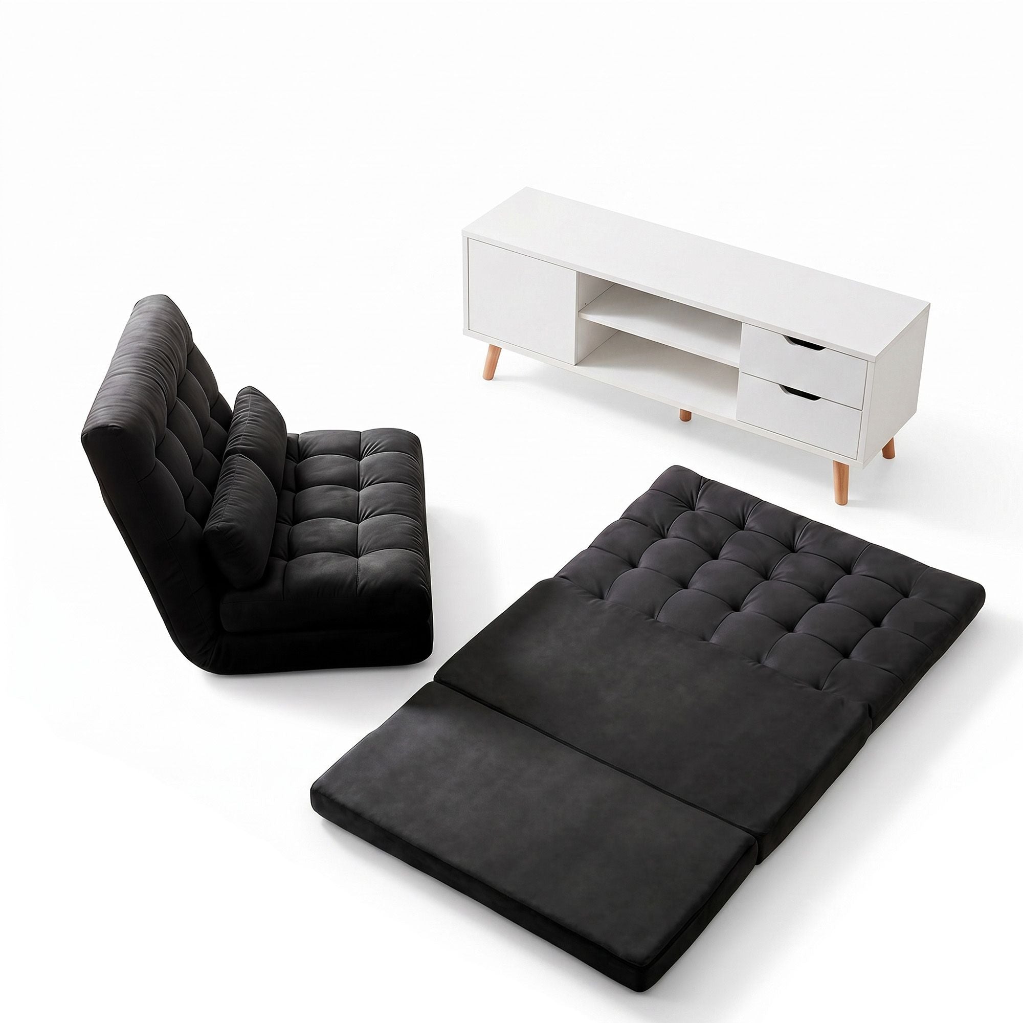 Artiss Sofa Bed Adjustable Floor Chair & TV Unit 120cm Entertainment Cabinet Set FLOOR-170SUE-E-TV01