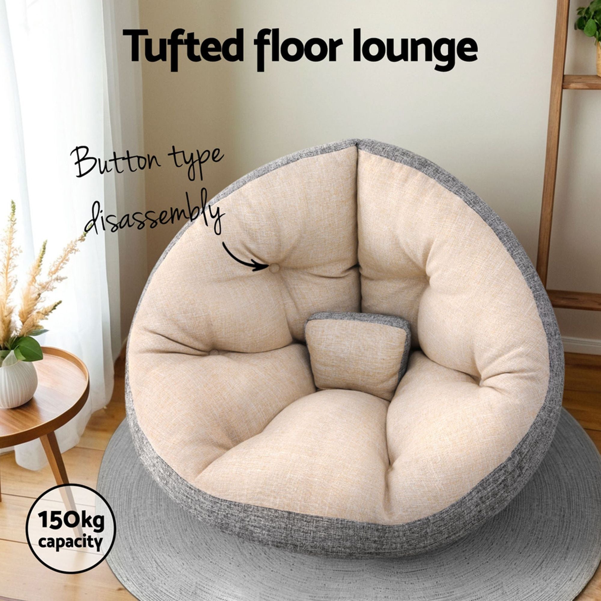 Artiss Floor Lounge and Coffee Table w/ Charging Station Set FLOOR-180LIN-V-COF-03