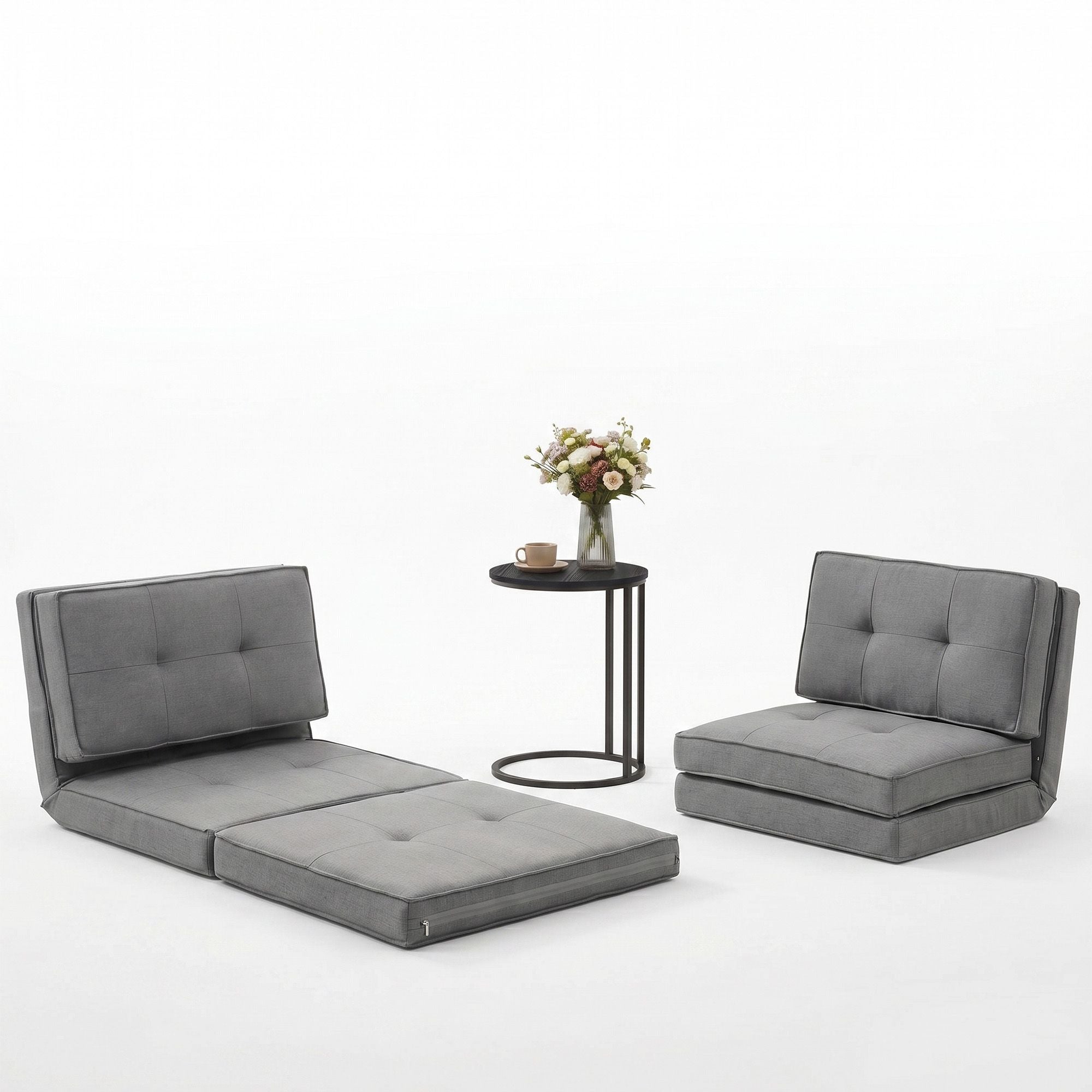 Artiss Single Sofa Bed and Side Table Set, Adjustable Recliner Narrow End Table FLOOR-19LIN-COF-01