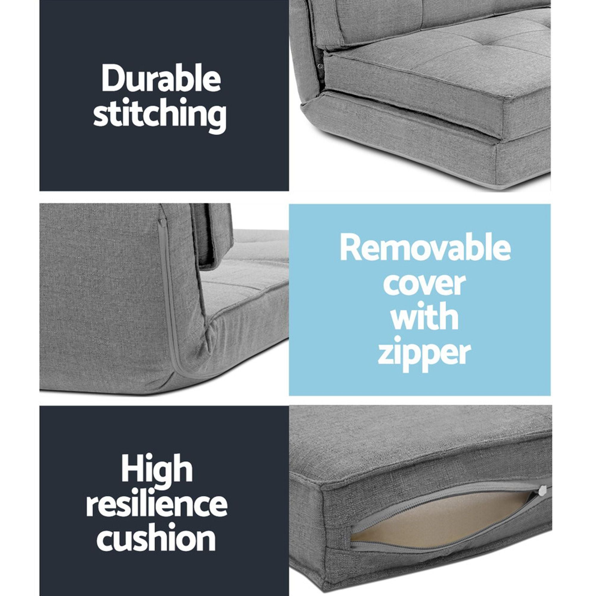 Artiss Single Sofa Bed and Side Table Set, Adjustable Recliner Narrow End Table FLOOR-19LIN-COF-01