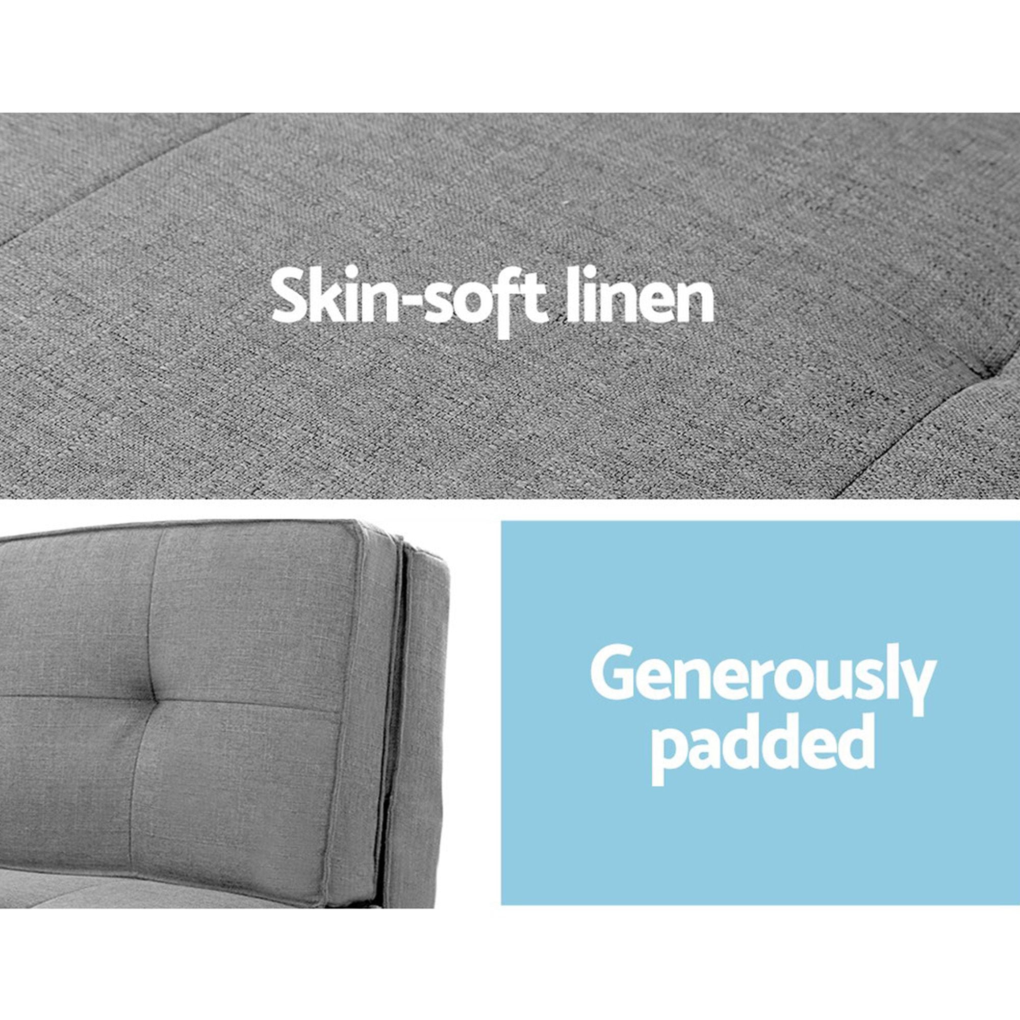 Artiss Single Sofa Bed and Side Table Set, Adjustable Recliner Narrow End Table FLOOR-19LIN-COF-01