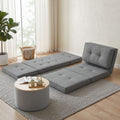 Artiss Recliner Adjustable Floor Chaise Lounge & Ottoman Foot Rest Grey Set FLOOR-19LIN-OTM-02-L60