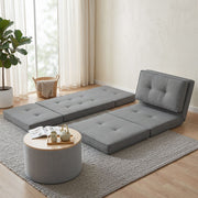 Artiss Recliner Adjustable Floor Chaise Lounge & Ottoman Foot Rest Grey Set FLOOR-19LIN-OTM-02-L60