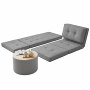 Artiss Recliner Adjustable Floor Chaise Lounge & Ottoman Foot Rest Grey Set FLOOR-19LIN-OTM-02-L60