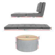 Artiss Recliner Adjustable Floor Chaise Lounge & Ottoman Foot Rest Grey Set FLOOR-19LIN-OTM-02-L60