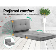 Artiss Recliner Adjustable Floor Chaise Lounge & Ottoman Foot Rest Grey Set FLOOR-19LIN-OTM-02-L60