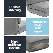 Artiss Recliner Adjustable Floor Chaise Lounge & Ottoman Foot Rest Grey Set FLOOR-19LIN-OTM-02-L60