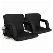 Artiss 2X Floor Lounge Sofa Bed With Armrest Heated Cushion FLOOR-ARM-0600D-BKX2