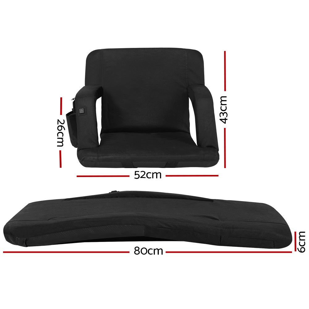 Artiss 2X Floor Lounge Sofa Bed With Armrest Heated Cushion FLOOR-ARM-0600D-BKX2