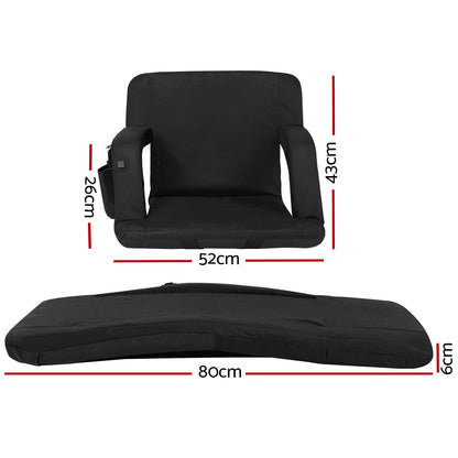 Artiss 2X Floor Lounge Sofa Bed With Armrest Heated Cushion FLOOR-ARM-0600D-BKX2