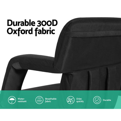 Artiss 2X Floor Lounge Sofa Bed With Armrest Heated Cushion FLOOR-ARM-0600D-BKX2