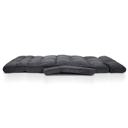 Artiss Floor Lounge Sofa With Armrest Flocking Fabric Charcoal FLOOR-ARM-CHA