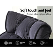 Artiss Floor Lounge Sofa With Armrest Flocking Fabric Charcoal FLOOR-ARM-CHA