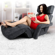 Artiss Floor Lounge Sofa With Armrest Flocking Fabric Charcoal FLOOR-ARM-CHA