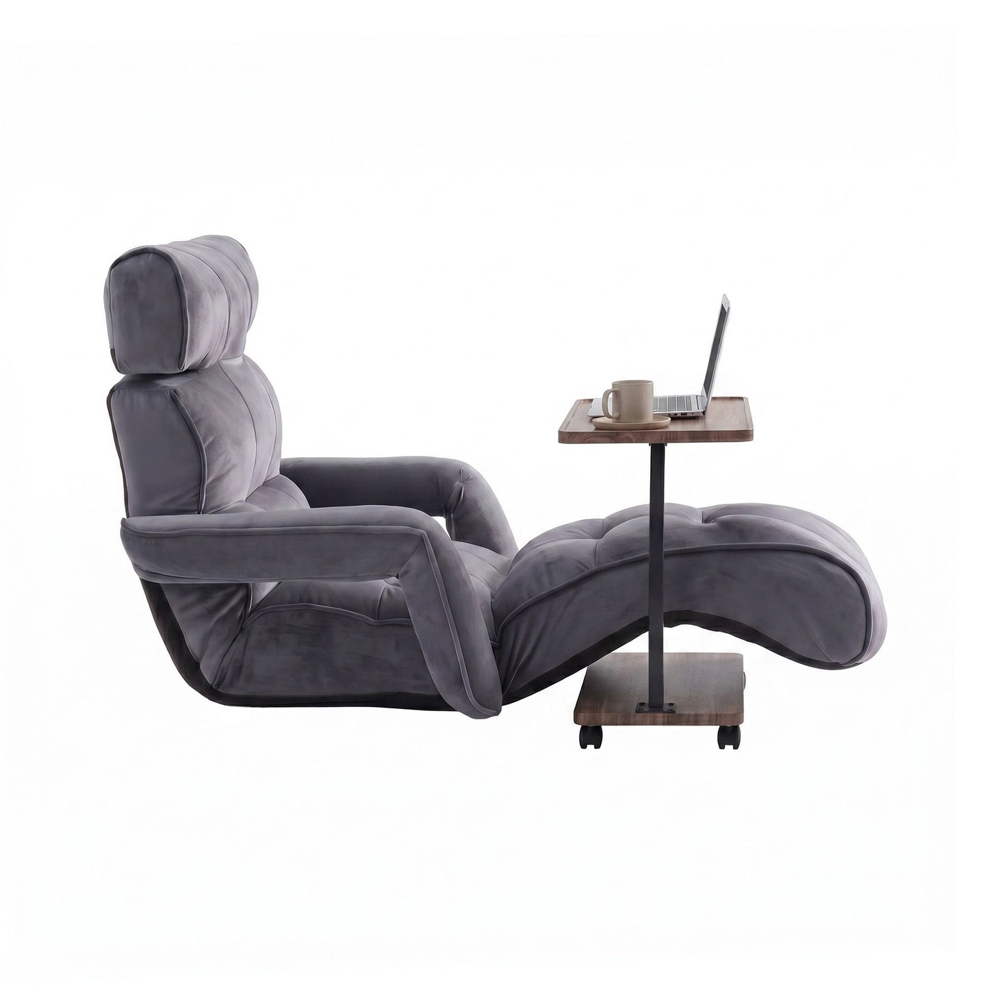 Artiss Floor Lounge & Coffee Table Set, Adjustable Recliner End Table w/ Wheels FLOOR-ARM-S-COF07