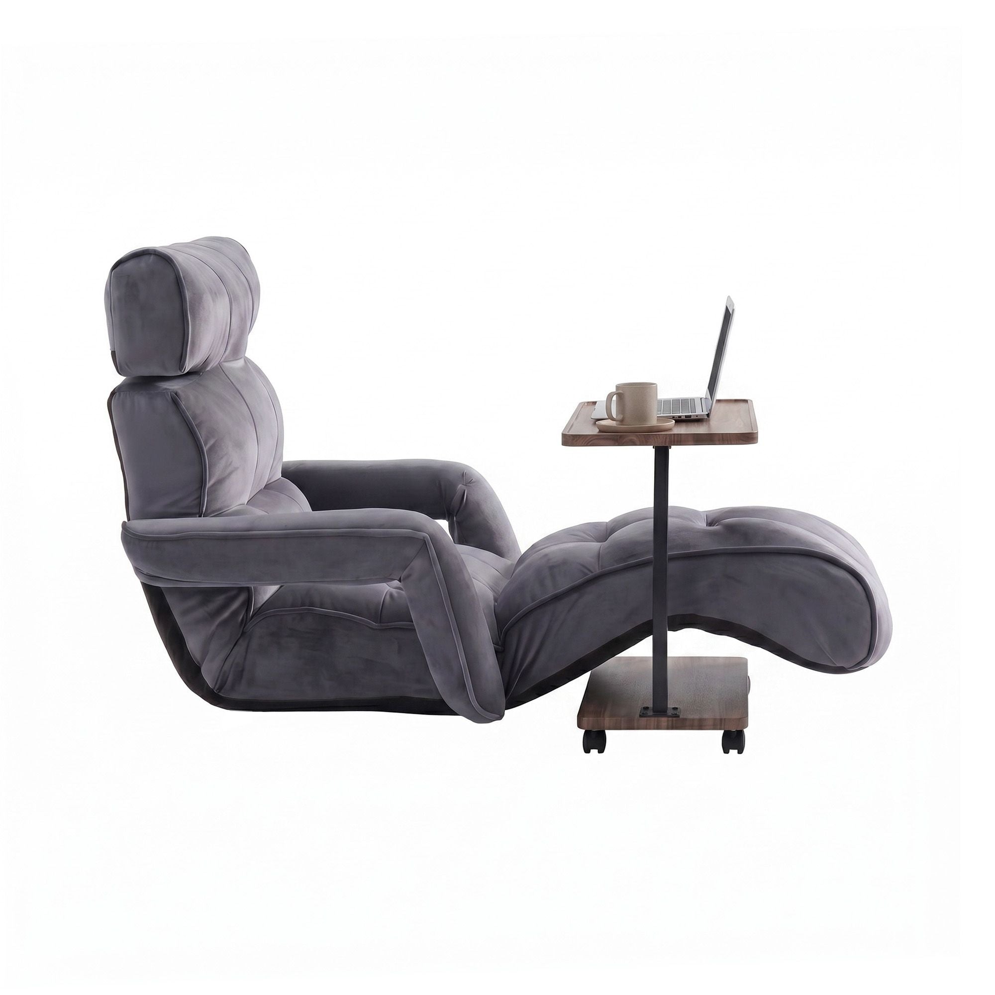 Artiss Floor Lounge & Coffee Table Set, Adjustable Recliner End Table w/ Wheels FLOOR-ARM-S-COF07