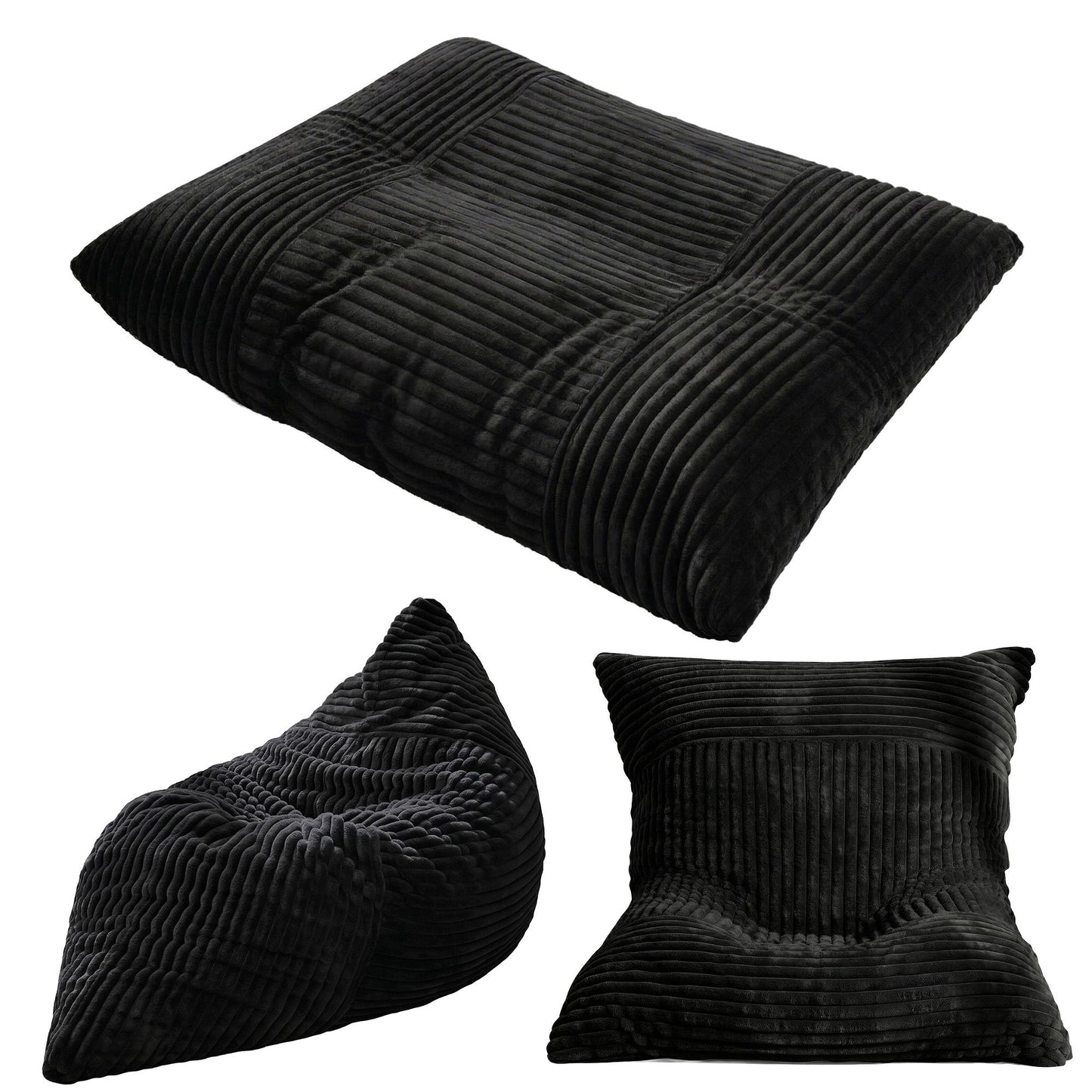 Artiss 3-in-1 Bean Bag Chair for Living Room Convertible Floor Sofa Dark Grey FLOOR-BEAN-3IN1-BK