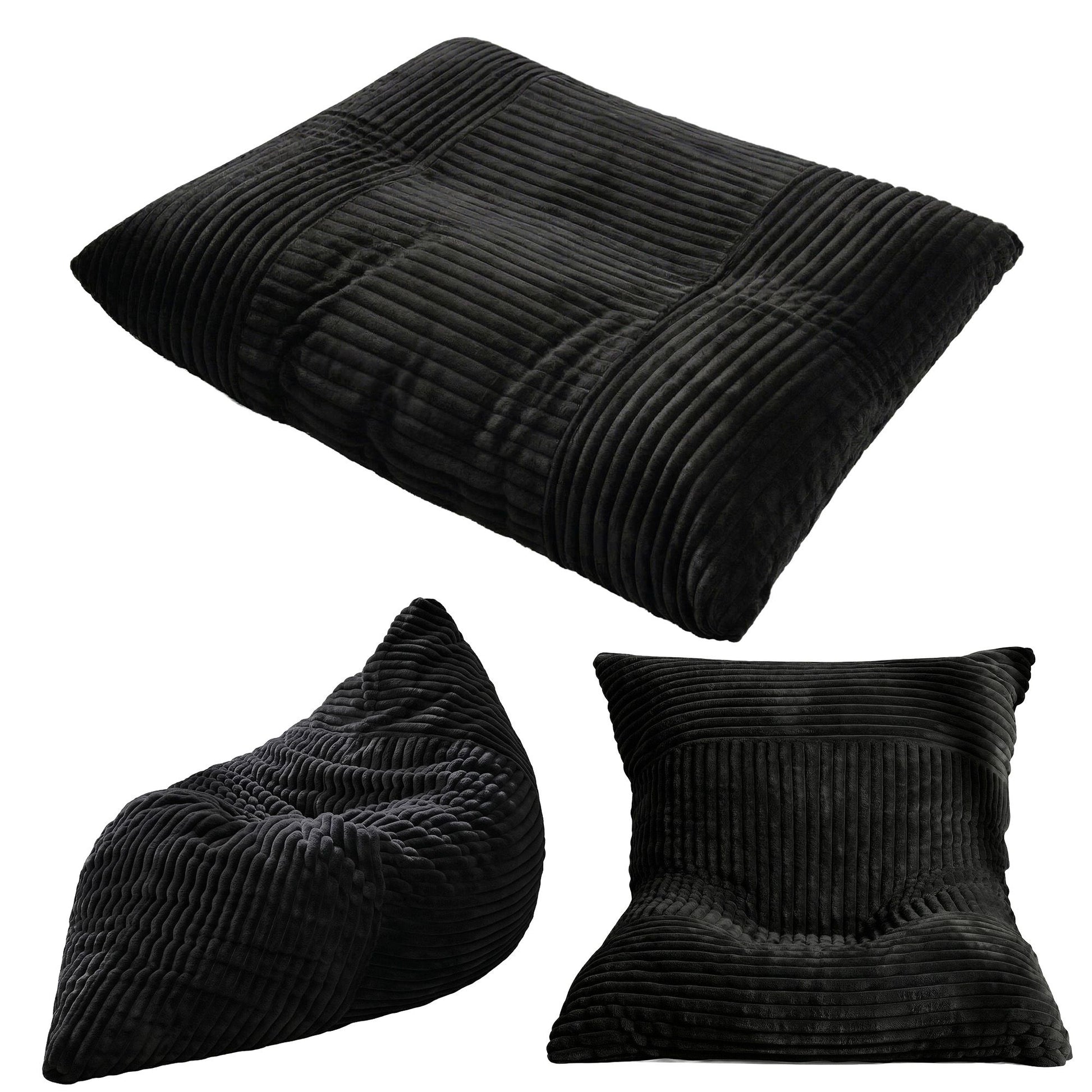 Artiss 3-in-1 Bean Bag Chair for Living Room Convertible Floor Sofa Dark Grey FLOOR-BEAN-3IN1-BK