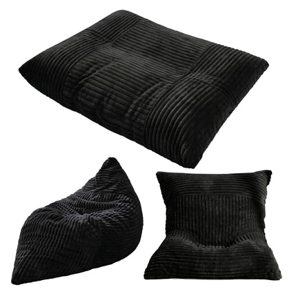 Artiss 3-in-1 Bean Bag Chair for Living Room Convertible Floor Sofa Dark Grey FLOOR-BEAN-3IN1-BK