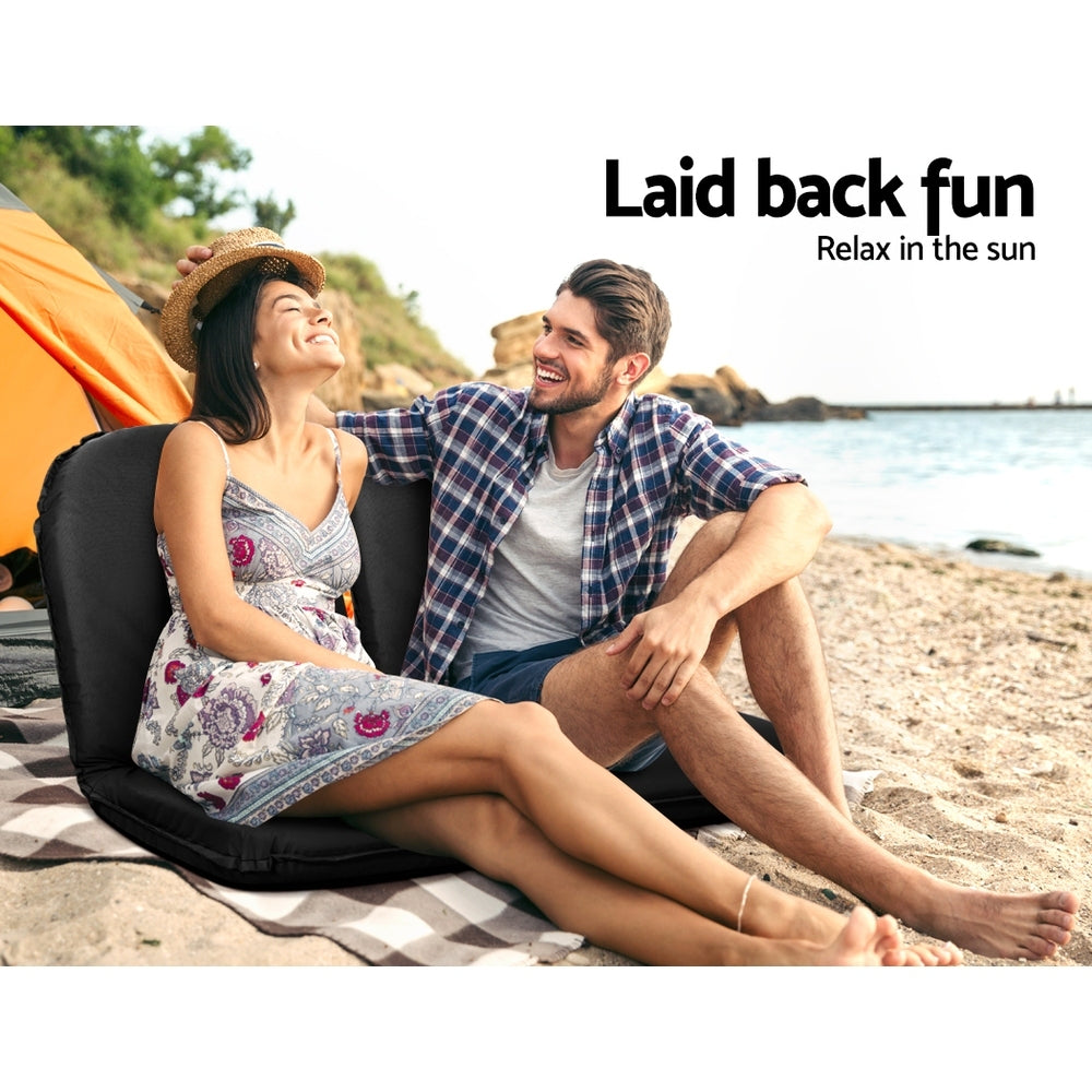 Artiss Floor Lounge Sofa Camping Chair Black FLOOR-CAMP-0156R-BK