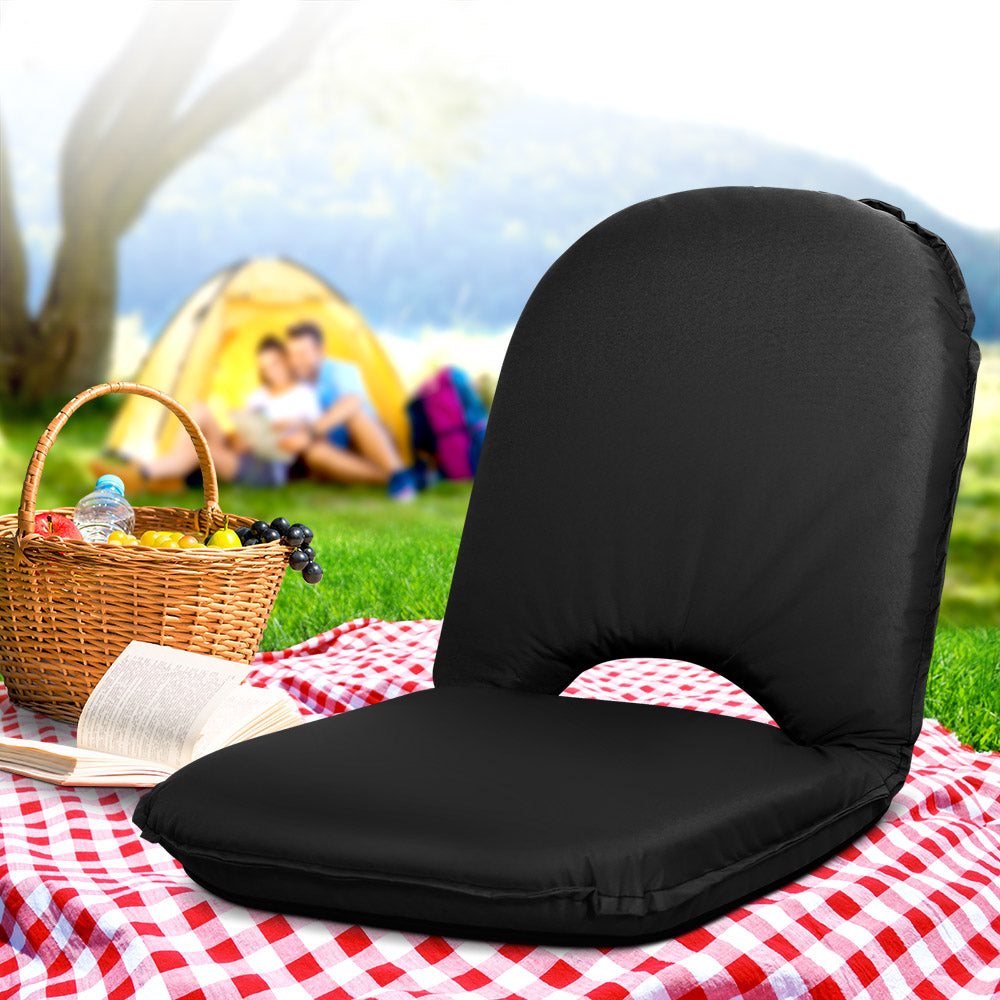 Artiss Floor Lounge Sofa Camping Chair Black FLOOR-CAMP-0156R-BK