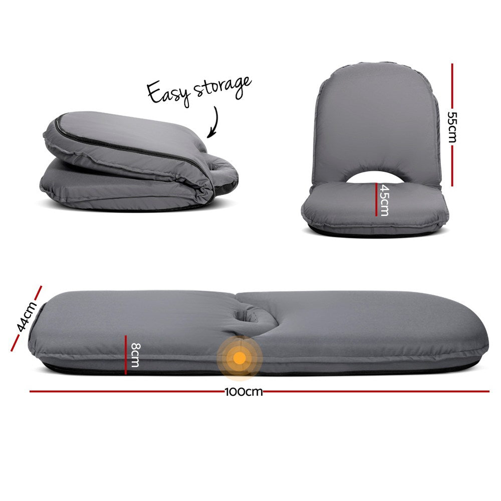 Artiss Floor Lounge Sofa Camping Chair Grey FLOOR-CAMP-0156R-GY