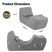 Artiss Chaise Lounge Chair Ergonomic S-Curve Floor Lounger Boneless Lounge Chairs Grey FLOOR-CHAISE-FOAM-DAGY