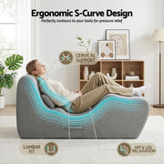 Artiss Chaise Lounge Chair Ergonomic S-Curve Floor Lounger Boneless Lounge Chairs Grey FLOOR-CHAISE-FOAM-DAGY
