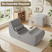 Artiss Chaise Lounge Chair Ergonomic S-Curve Floor Lounger Boneless Lounge Chairs Grey FLOOR-CHAISE-FOAM-DAGY