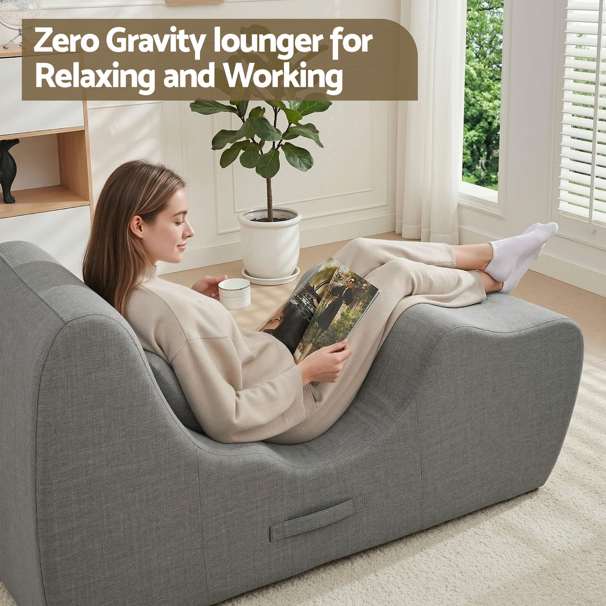 Artiss Chaise Lounge Chair Ergonomic S-Curve Floor Lounger Boneless Lounge Chairs Grey FLOOR-CHAISE-FOAM-DAGY