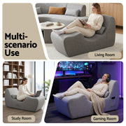 Artiss Chaise Lounge Chair Ergonomic S-Curve Floor Lounger Boneless Lounge Chairs Grey FLOOR-CHAISE-FOAM-DAGY