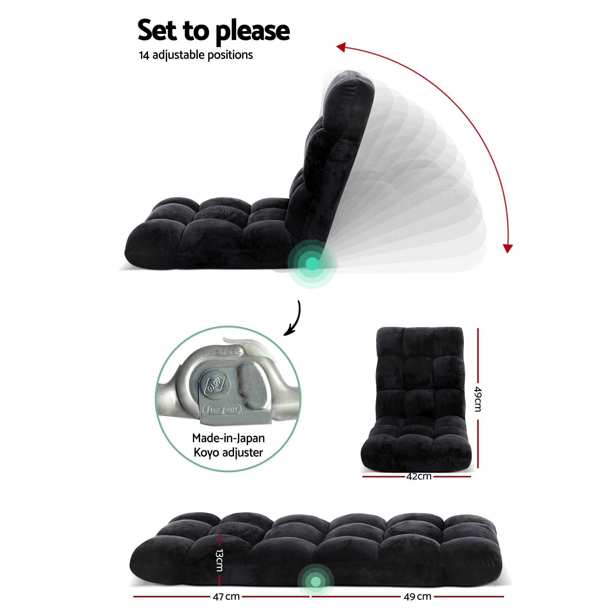 Artiss Sofa Bed Floor Lounge Recliner Foldable Chair & Side Table Bundle FLOOR-M193-S-COF08