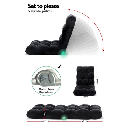 Artiss Sofa Bed Floor Lounge Recliner Foldable Chair & Side Table Bundle FLOOR-M193-S-COF08