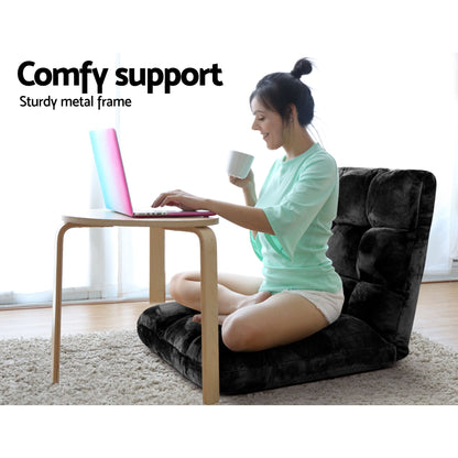 Artiss Sofa Bed Floor Lounge Recliner Foldable Chair & Side Table Bundle FLOOR-M193-S-COF08