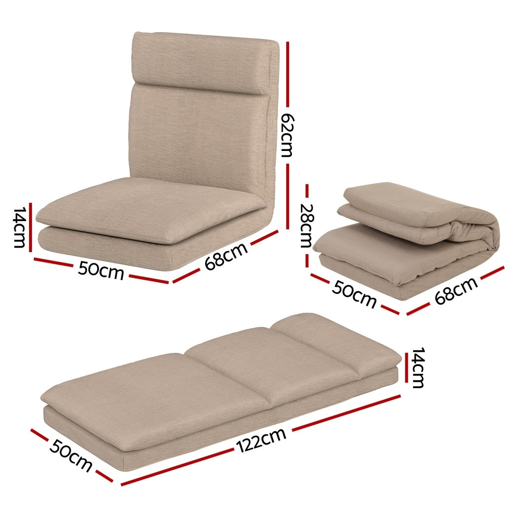 Artiss 2XFloor Chair Sofa Linen Beige FLOOR-SBL-01LIN-1S-BRX2