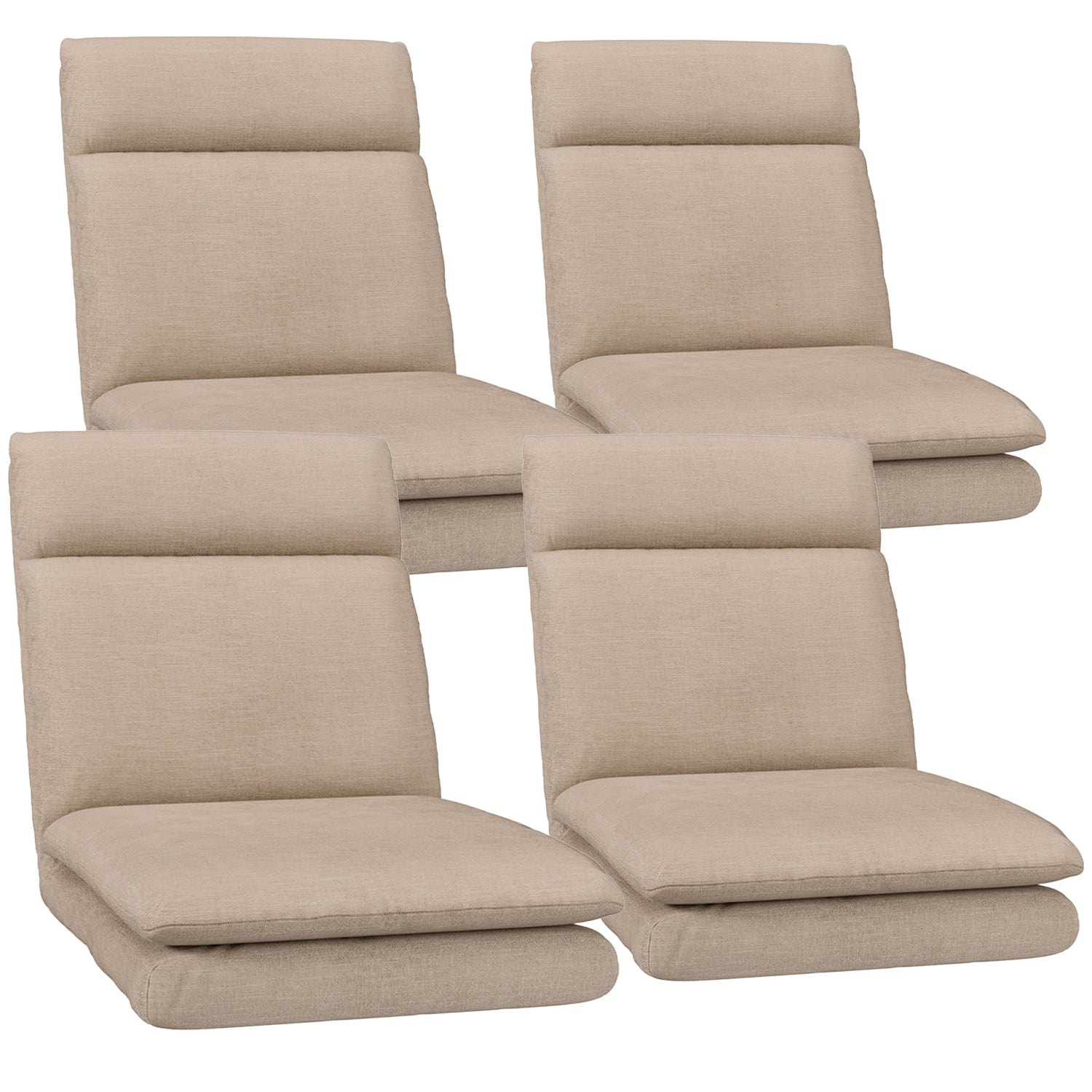 Artiss 4XFloor Chair Sofa Linen Beige FLOOR-SBL-01LIN-1S-BRX4