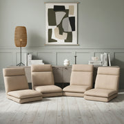 Artiss 4XFloor Chair Sofa Linen Beige FLOOR-SBL-01LIN-1S-BRX4
